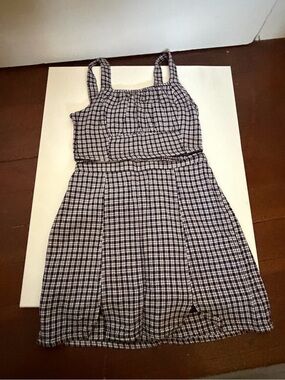 Japna Black and White Gingham High-Waist Shorts Set